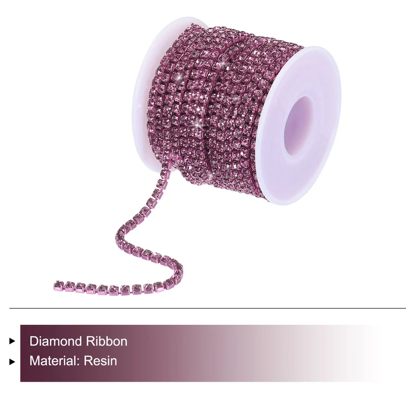10 Yard 4mm Crystal Rhinestone Diamond Close Chain Trim Light Purple