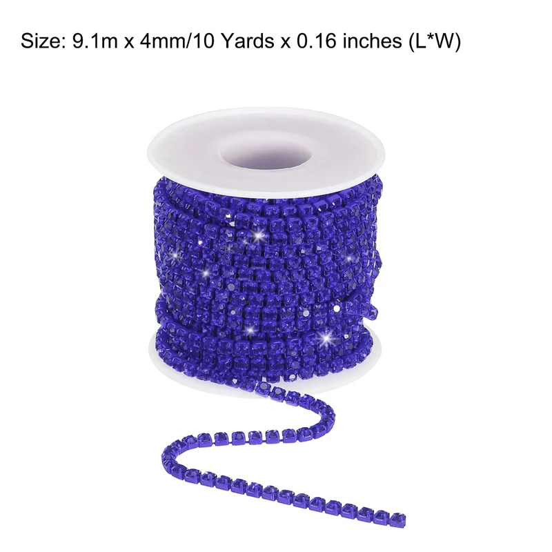 10 Yard 4mm Crystal Rhinestone Diamond Close Chain Trim Dark Blue