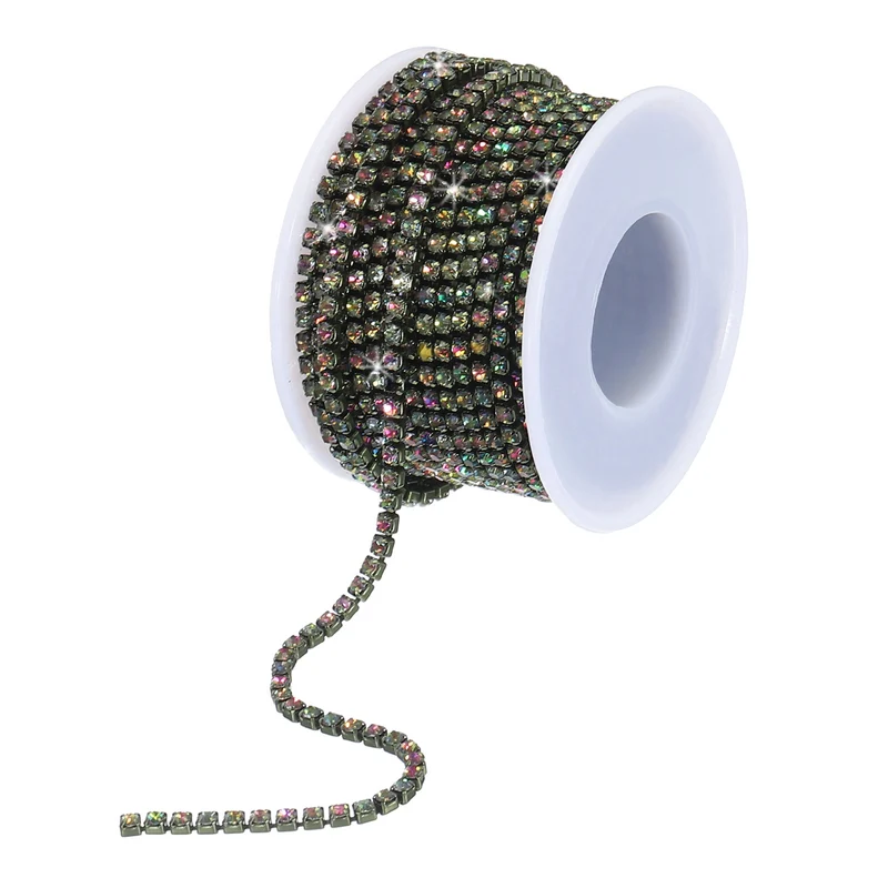 10 Yard 3mm Crystal Rhinestone Diamond Close Chain Trim Colorful