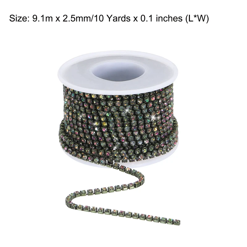 10 Yard 3mm Crystal Rhinestone Diamond Close Chain Trim Colorful