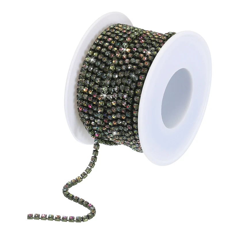 10 Yard 2.5mm Crystal Rhinestone Diamond Close Chain Trim Colorful