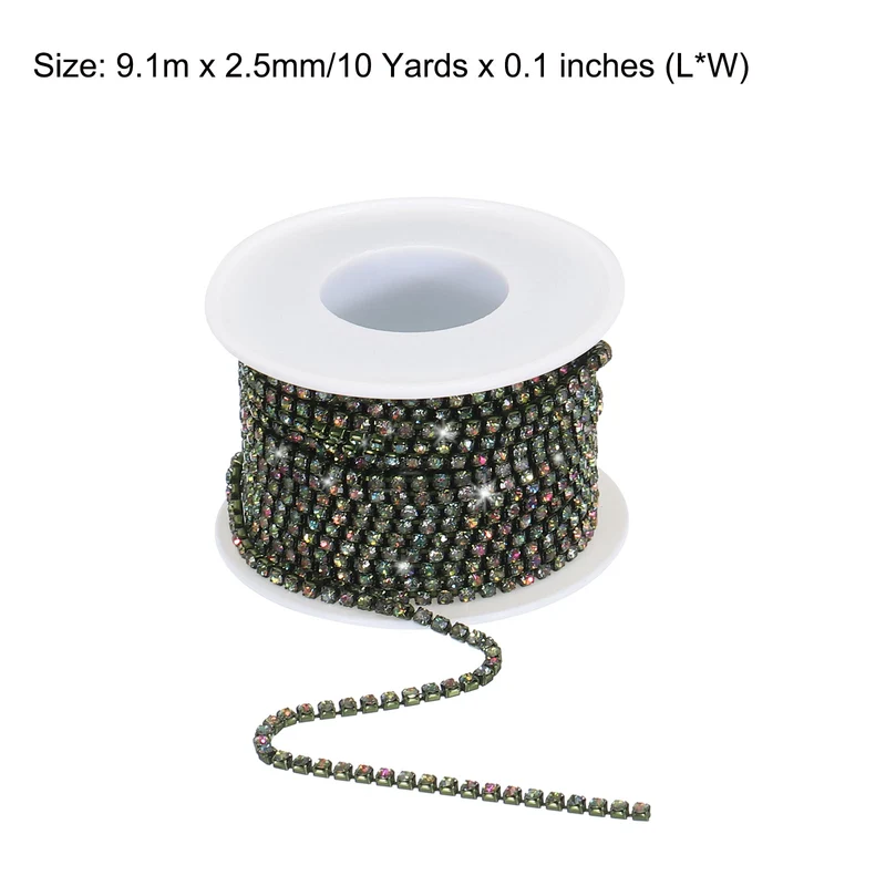 10 Yard 2.5mm Crystal Rhinestone Diamond Close Chain Trim Colorful