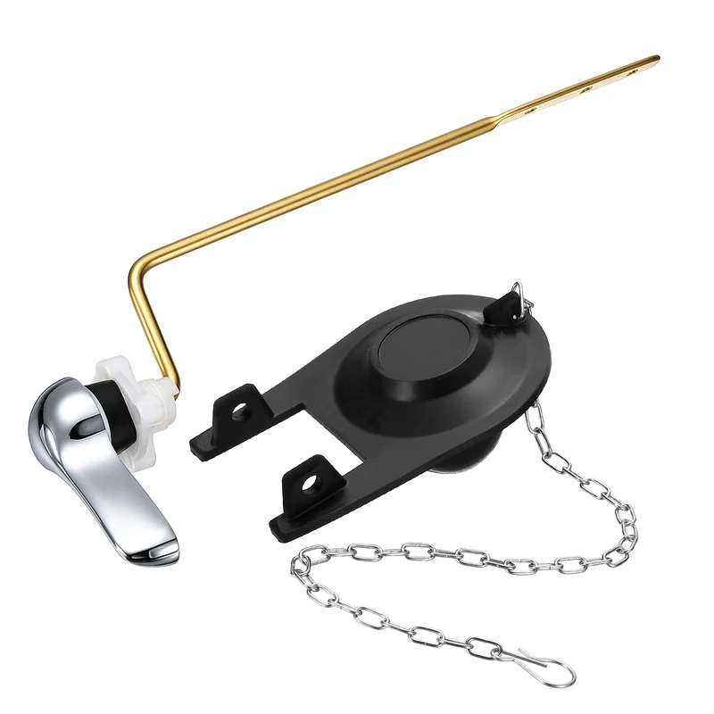 Toilet Handle Replacement Kit Side Mount Zinc Alloy, 71mm Flapper, Black