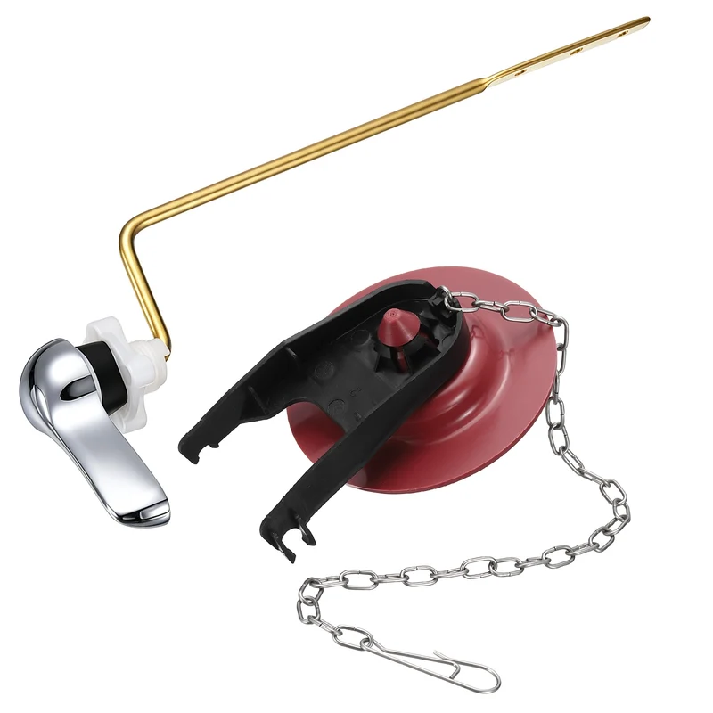Toilet Handle Replacement Kit Side Mount Zinc Alloy, 74mm Flapper, Red Black