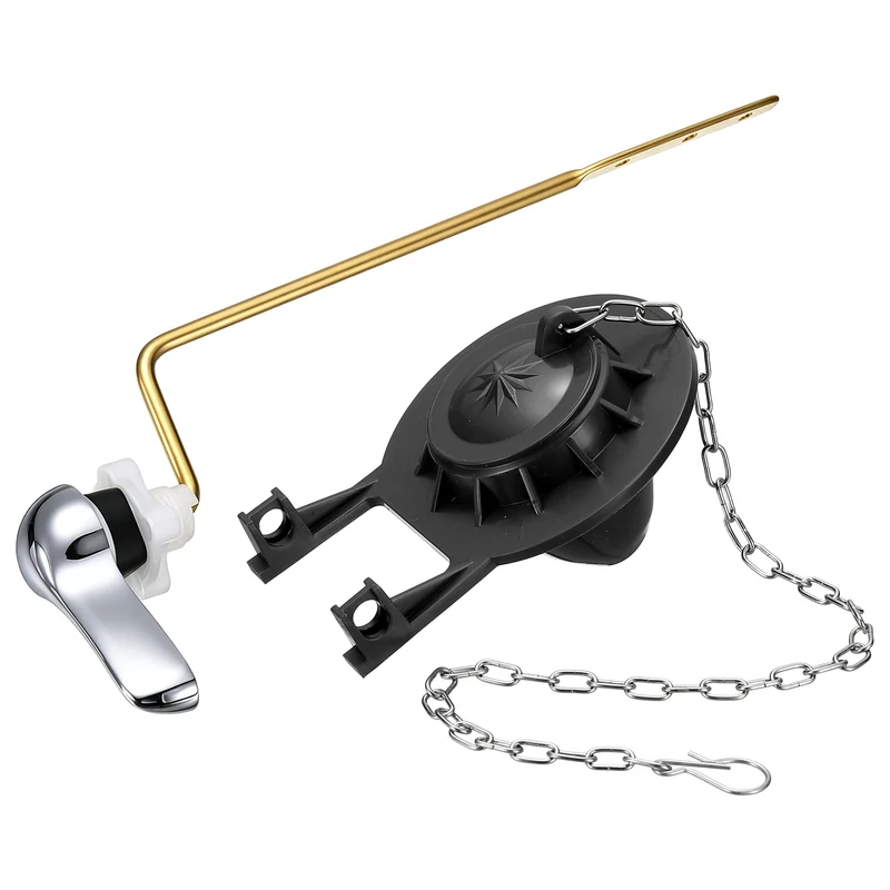 Toilet Handle Replacement Kit Side Mount Zinc Alloy, 77mm Flapper, Black