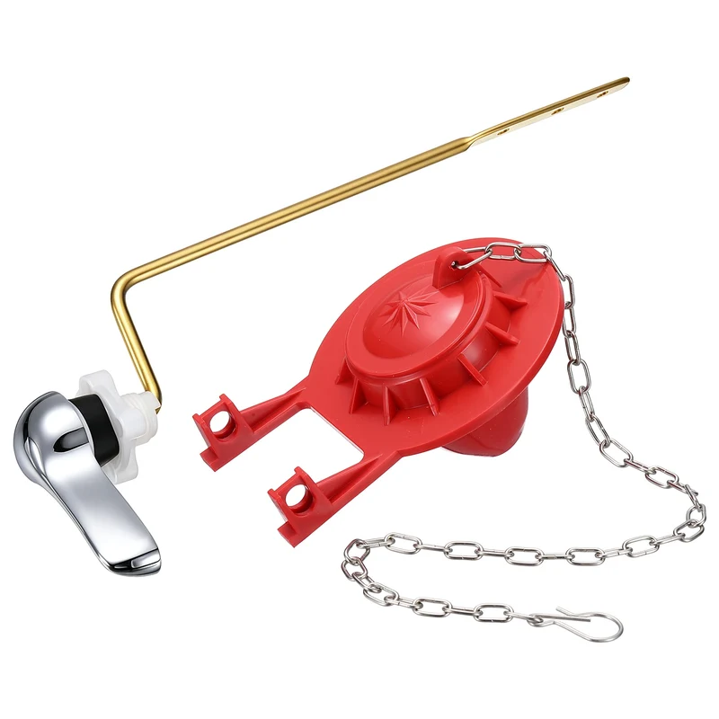 Toilet Handle Replacement Kit Side Mount Zinc Alloy, 77mm Flapper, Red