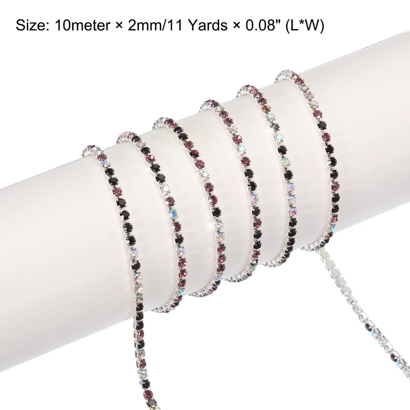 11 Yard 2mm Crystal Rhinestone Diamond Chain Dark Purple Light Purple