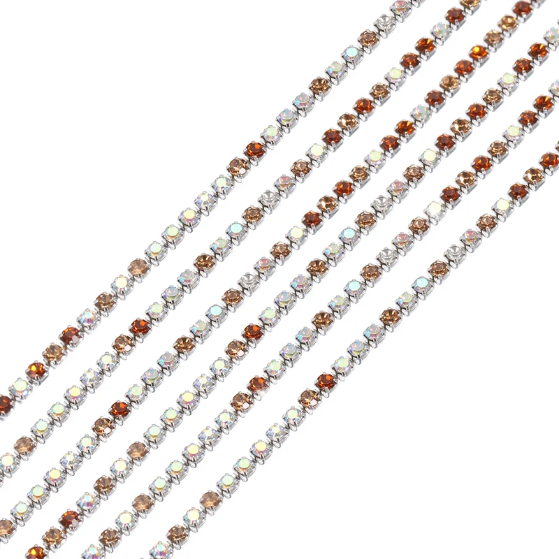 11 Yard 2mm Crystal Rhinestone Diamond Chain Dark Brown Light Brown