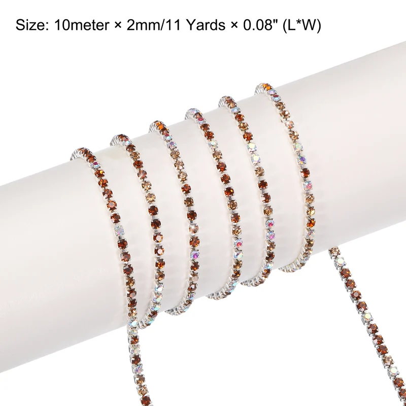 11 Yard 2mm Crystal Rhinestone Diamond Chain Dark Brown Light Brown