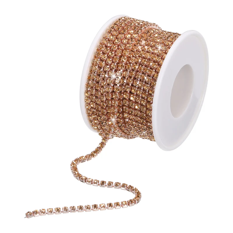 10 Yard 3mm Crystal Rhinestone Chain Trim Champagne Gems Champagne Base