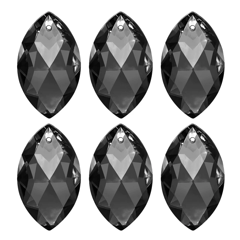 K9 Crystal Pendants Oval Beads, 6 Pack 38mm, Black