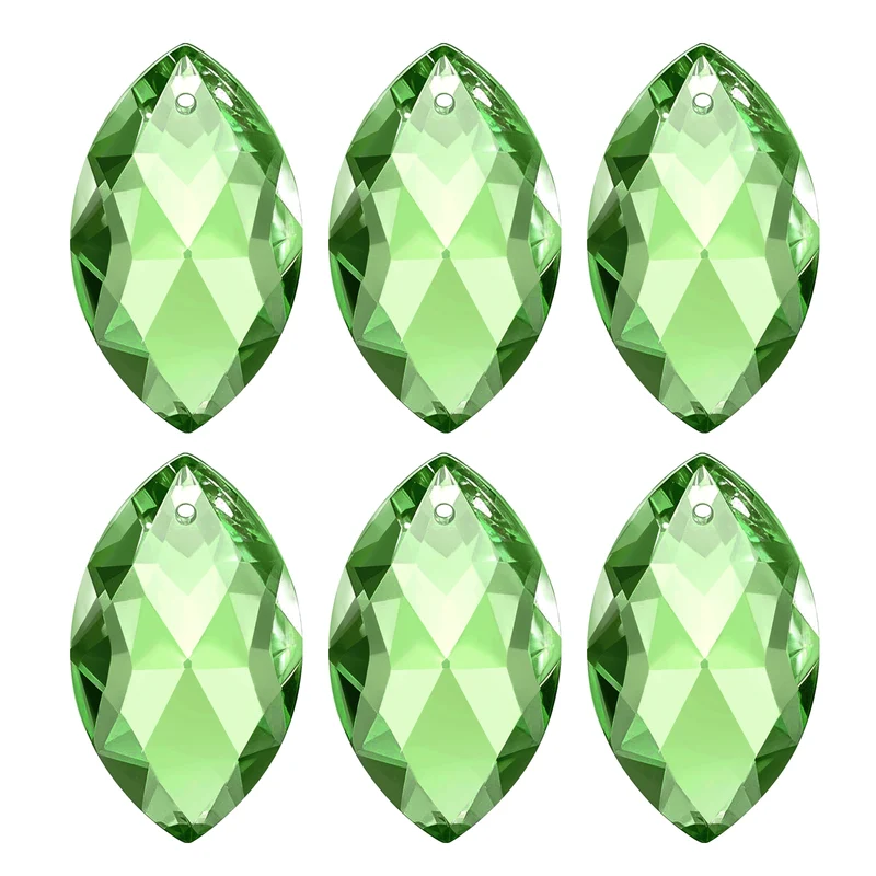 K9 Crystal Pendants Oval Beads, 6 Pack 38mm, Green