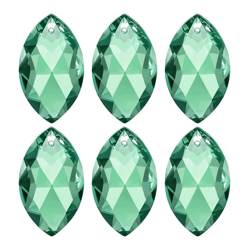 6Pack K9 Crystal Pendants Oval Beads 38mm Dark Green