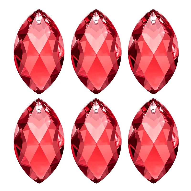 K9 Crystal Pendants Oval Beads, 6 Pack 38mm, Red