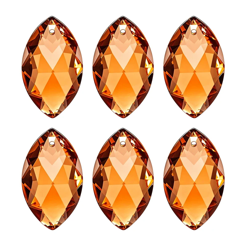 K9 Crystal Pendants Oval Beads, 6 Pack 38mm, Dark Amber