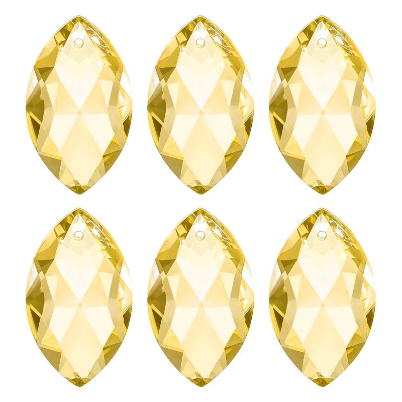 K9 Crystal Pendants Oval Beads, 6 Pack 38mm, Golden
