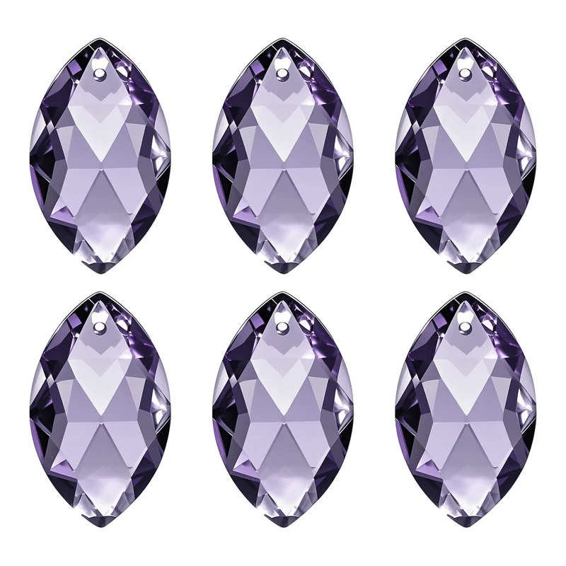 K9 Crystal Pendants Oval Beads, 6 Pack 38mm, Dark Purple