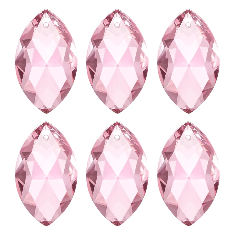 K9 Crystal Pendants Oval Beads, 6 Pack 38mm, Pink