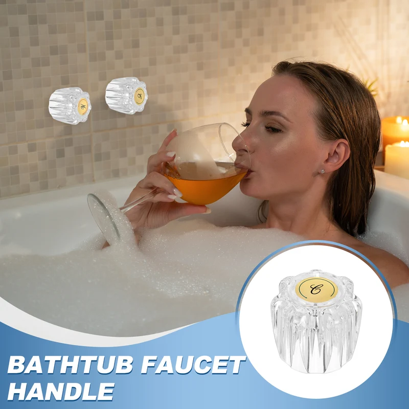 Bathtub Faucet Handles 1.85"x 1.69" Clear Acrylic Cold