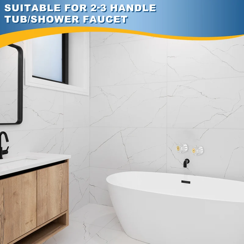 Bathtub Faucet Handles 1.85"x 1.69" Clear Acrylic Hot