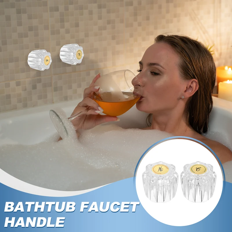 1 Pair Bathtub Faucet Handles 2.09"x 1.85" Clear Acrylic