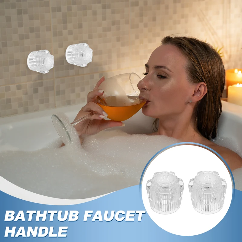 1 Pair Bathtub Faucet Handles 1.85"x 1.69" Clear Acrylic