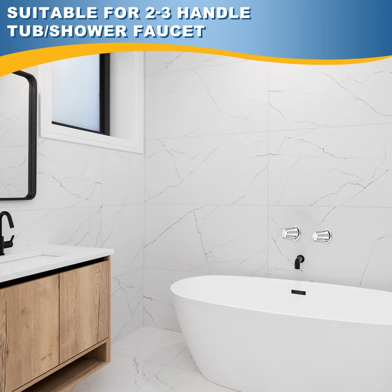 1 Pair Bathtub Faucet Handle 2.36"x2" Silver Zinc Alloy Brushed Finish