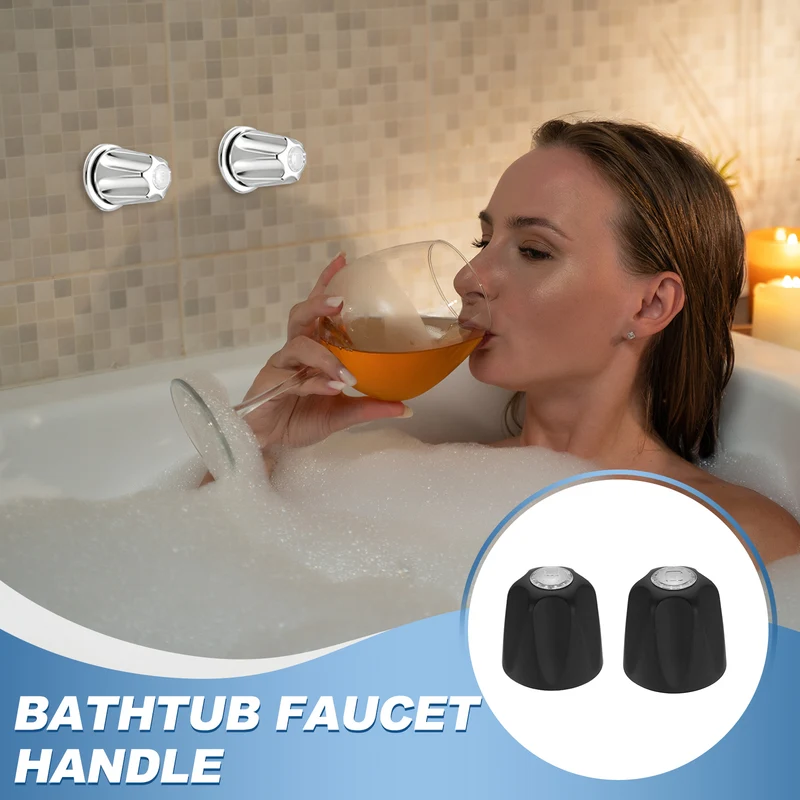 1 Pair Bathtub Faucet Handle 2.36"x2" Black Zinc Alloy