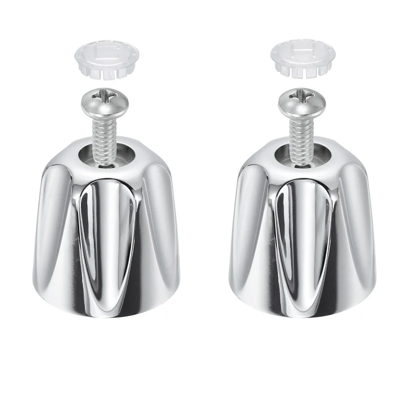 1 Pair Bathtub Faucet Handle 2.36"x2" Silver Zinc Alloy