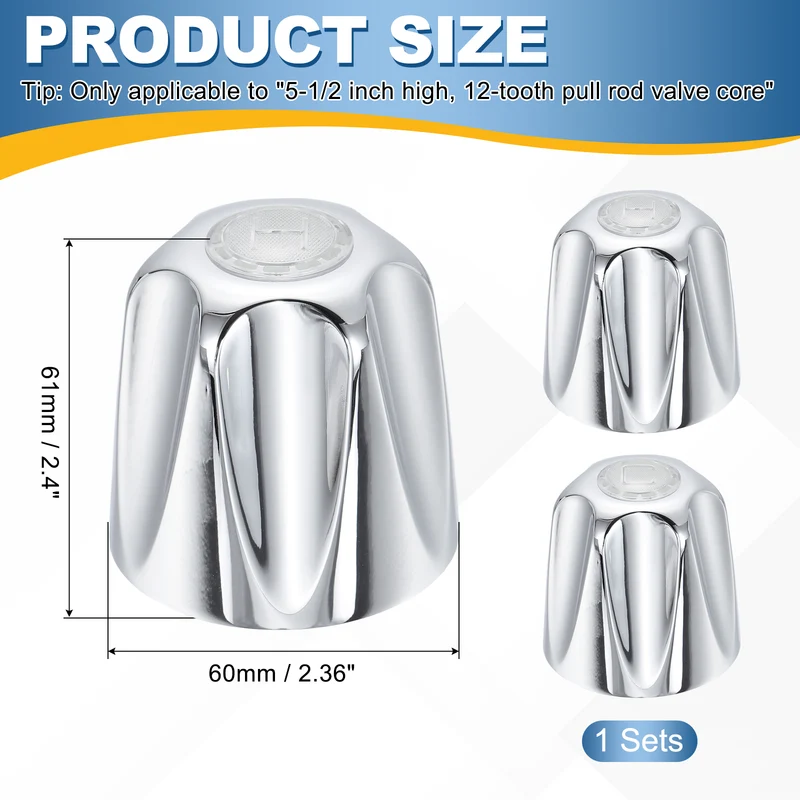 1 Pair Bathtub Faucet Handle 2.36"x2" Silver Zinc Alloy
