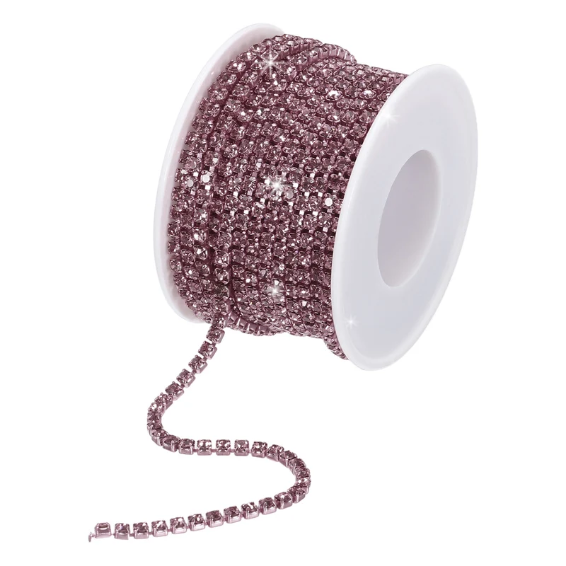 10 Yard 2.5mm Crystal Rhinestone Chain Light Purple Gems Light Purple Base