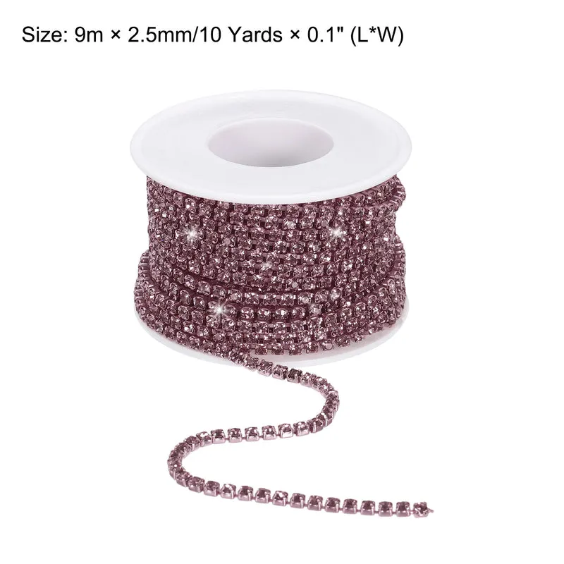 10 Yard 2.5mm Crystal Rhinestone Chain Light Purple Gems Light Purple Base