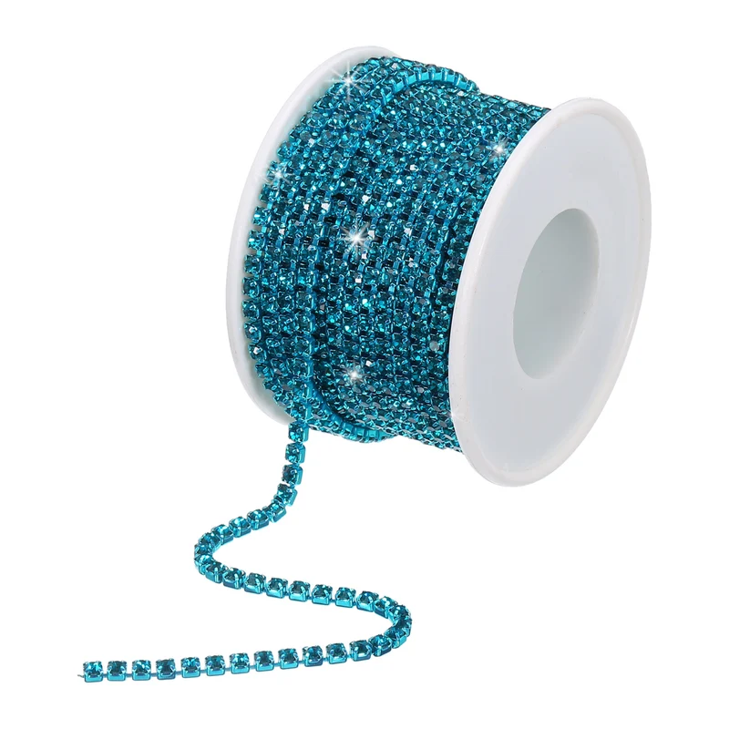 10 Yard 2.5mm Crystal Rhinestone Chain Blue Gems Blue Base