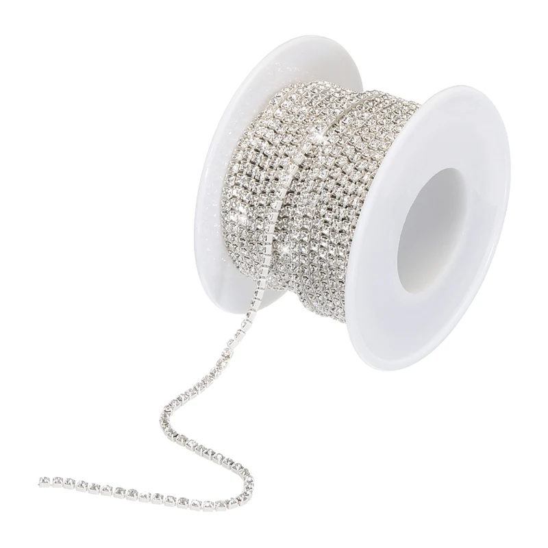 10 Yard 2mm Crystal Rhinestone Chain White Gems White Base