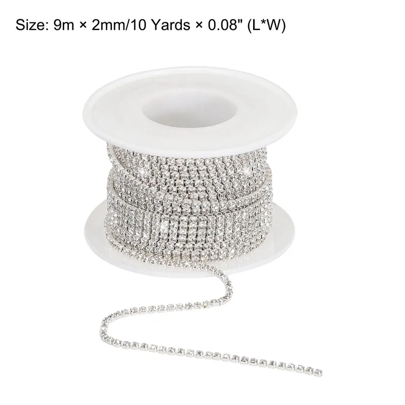 10 Yard 2mm Crystal Rhinestone Chain White Gems White Base