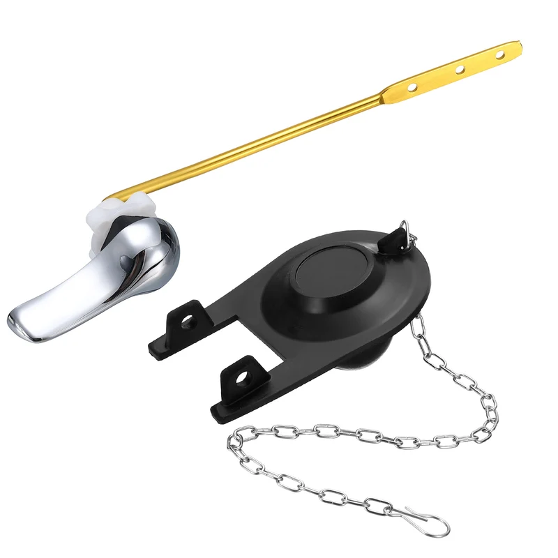 Toilet Handle Replacement Kit Front Mount Zinc Alloy, 71mm Flapper, Black