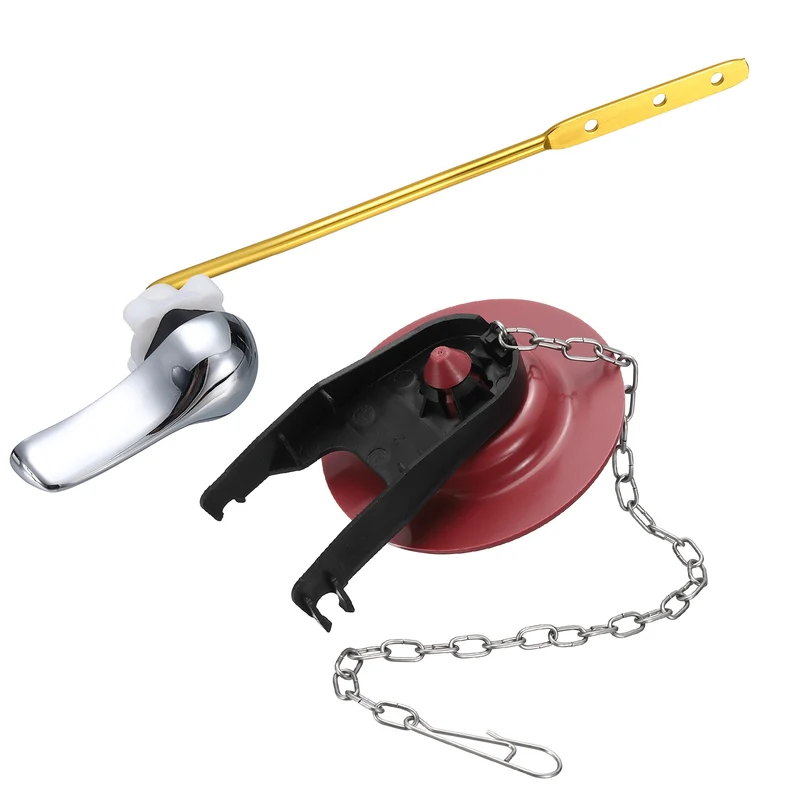 Toilet Handle Replacement Kit Front Mount Zinc Alloy, 74mm Flapper, Red Black