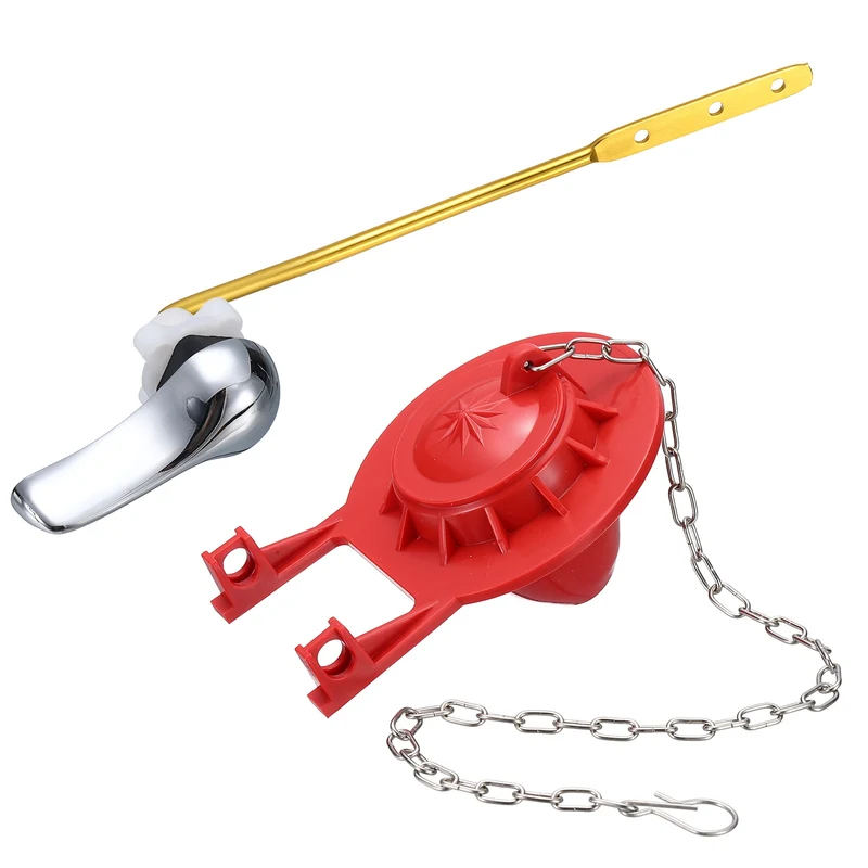 Toilet Handle Replacement Kit Front Mount Zinc Alloy, 77mm Flapper, Red