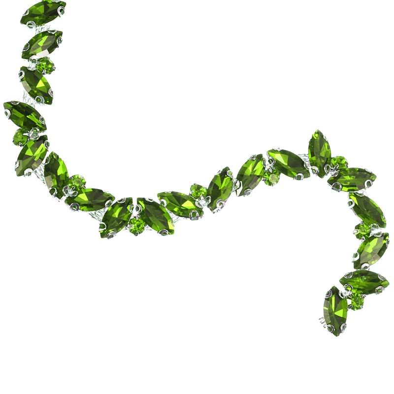 1 Yard Rhinestone Chain Trim, 10mm Bling Shiny Crystal Chain Applique for Sewing, DIY Jewelry, Clothing (Sapphire Green)