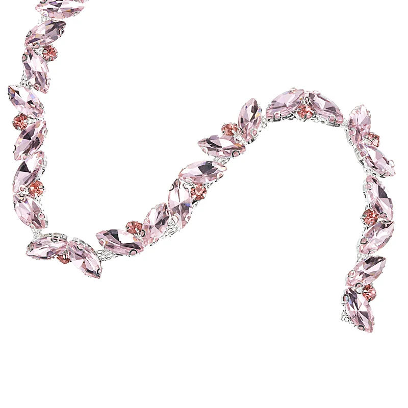 1 Yard Rhinestone Chain Trim 10mm Shiny Crystal Chain Applique Pink