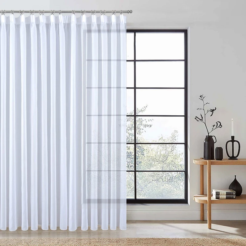 Weiße Voile Gardine dicht gewebt transparent Bleibandabschluss Tunneldurchzug 8 cm Gardinenband maschinenwaschbar verschiedene Größen 610011N