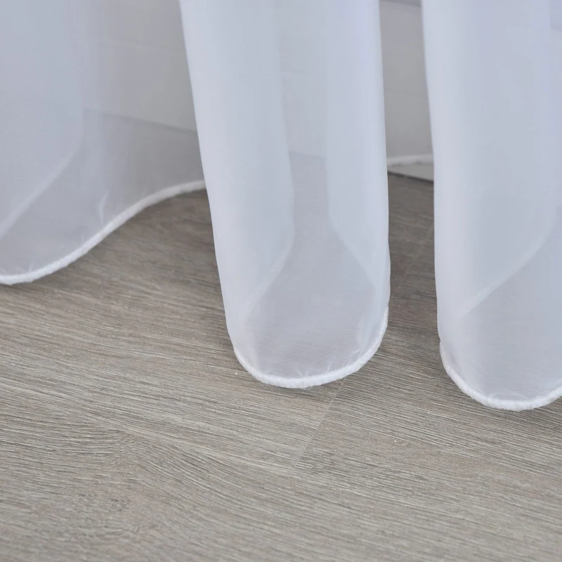 Weiße Voile Gardine dicht gewebt transparent Bleibandabschluss Tunneldurchzug 8 cm Gardinenband maschinenwaschbar verschiedene Größen 610011N