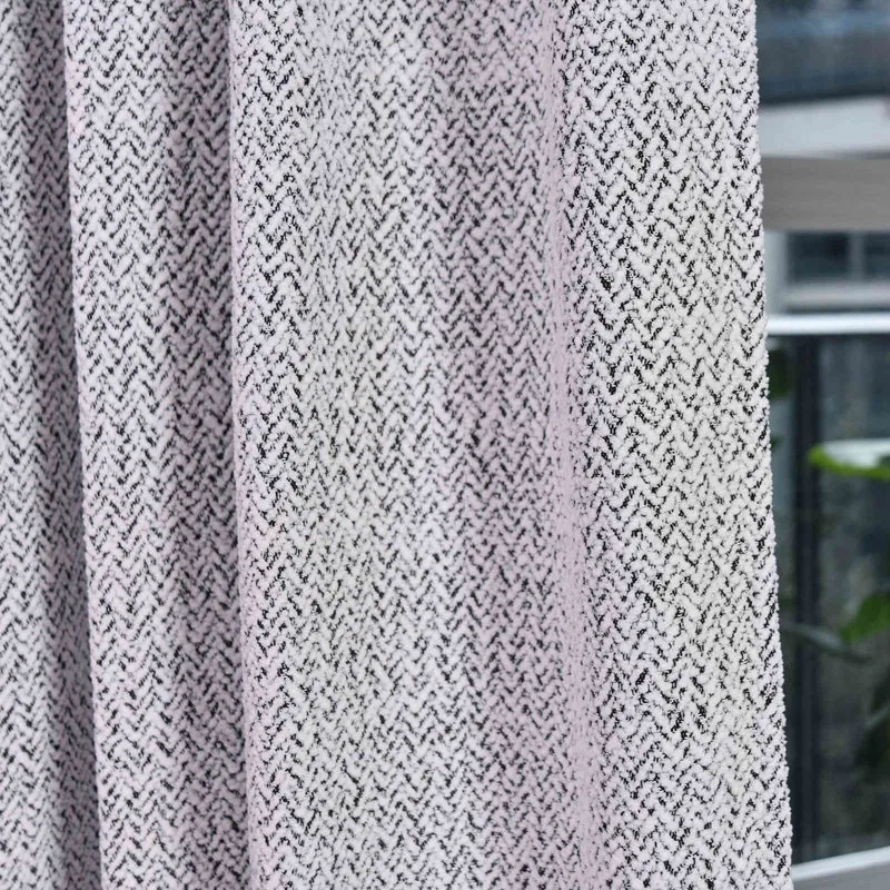 2 Vorhänge Chenille Vorhang Bouclé-Struktur HxB 245x140 cm Weiß Schwarz »MONTANA« Multiband-Aufhängung Pflegeleicht 2023330-2