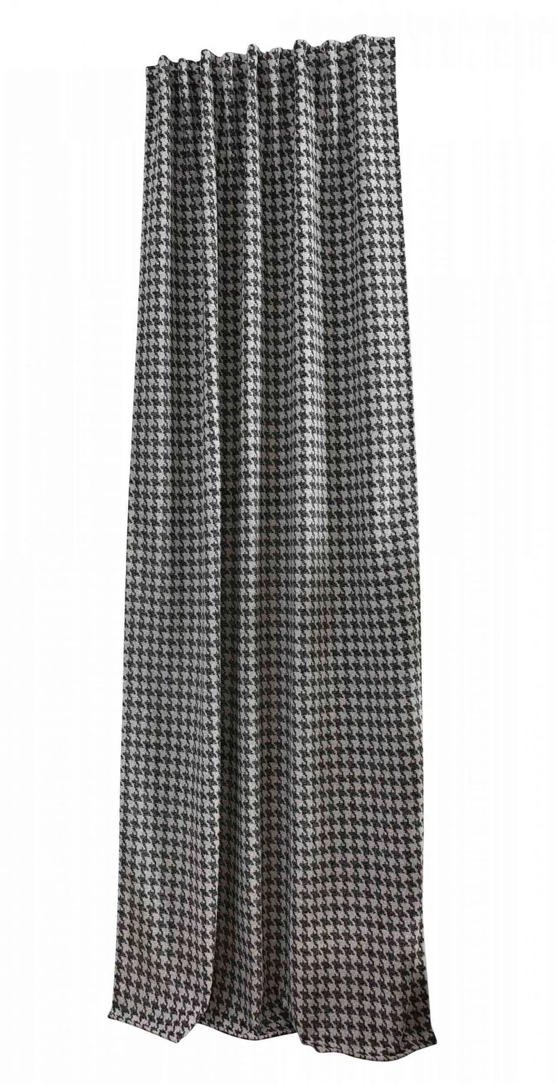 2er Set Vorhänge HxB 245x140 cm Creme Schwarz Hahnentritt-Muster »PARIS« Flexible Multiband Aufhängung Elegant Pflegeleicht 2023320-2