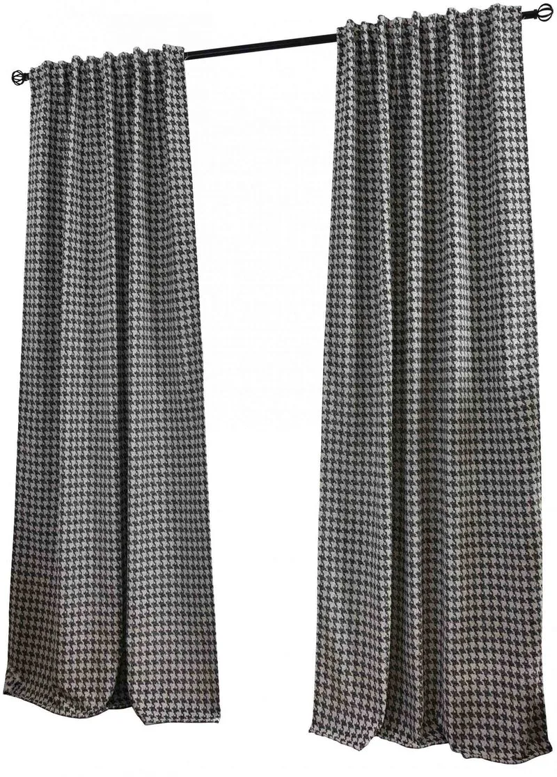 2er Set Vorhänge HxB 245x140 cm Creme Schwarz Hahnentritt-Muster »PARIS« Flexible Multiband Aufhängung Elegant Pflegeleicht 2023320-2
