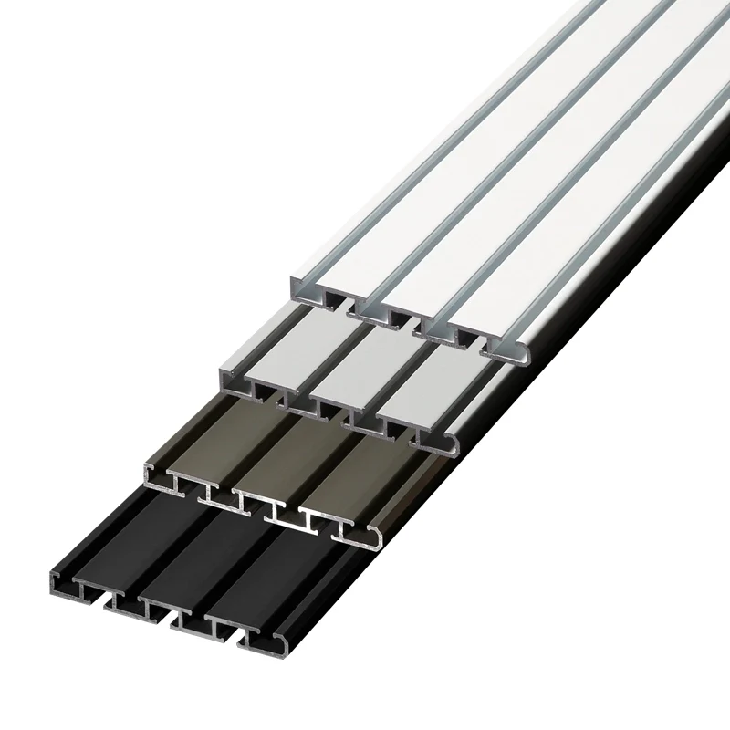 Döfix APS 3/4 – 4-läufige flache Aluminium-Gardinenschiene mit optionaler Design-Blende