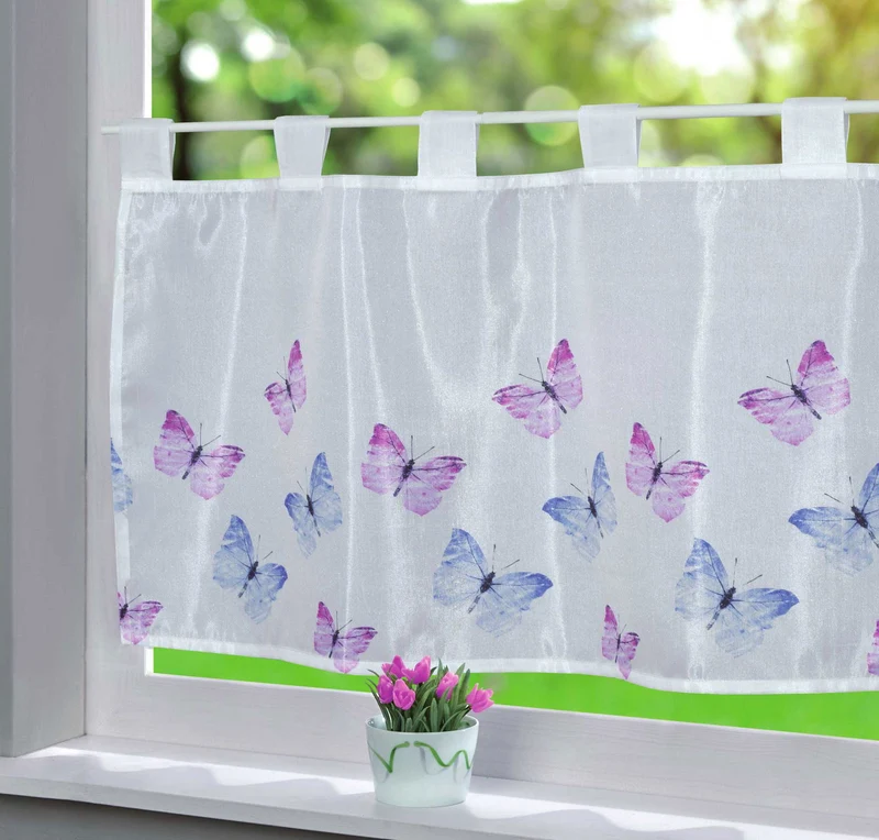 Scheibengardine Voile »Ulm« Ausbrenner Bedruckt Sichtschutz Transparent Küchenfenster 202071