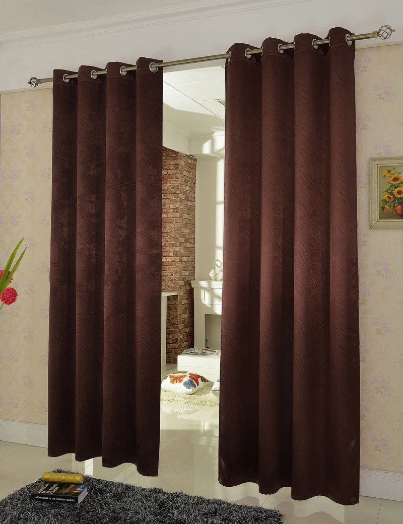 2er Set Satin Verdunkelung Vorhänge Emboss Reliefprägung bemustert Vorhang Gardine 20370-380