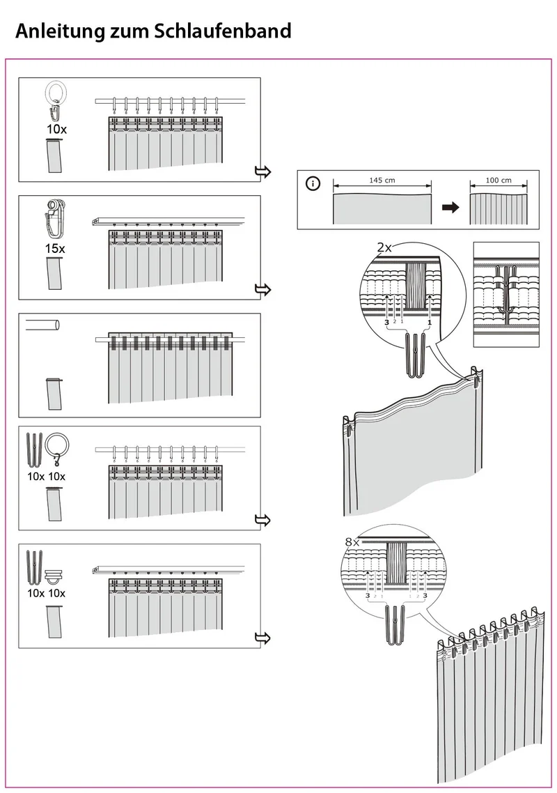 Gardine Vorhang Schal Transparent verdeckte Schlaufen Lurex Garn glänzend (Höhe x Breite cm) 204772