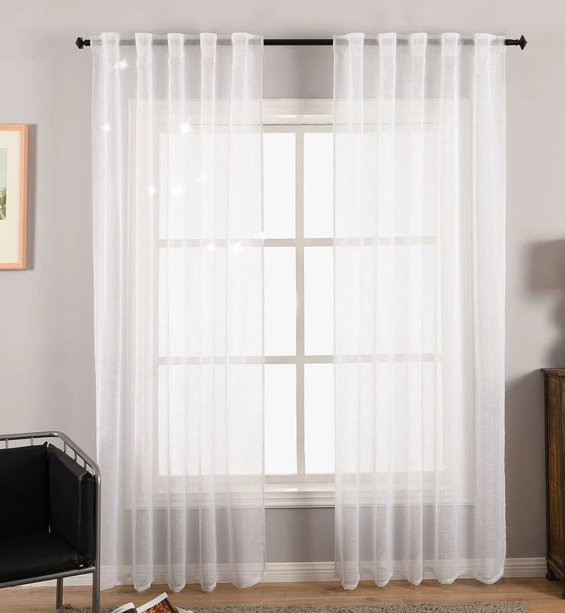 Gardine Vorhang Schal Transparent verdeckte Schlaufen Lurex Garn glänzend (Höhe x Breite cm) 204772